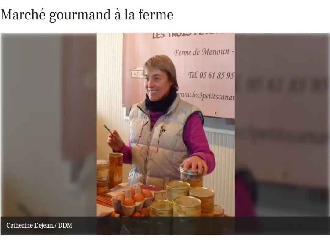 Article La Dépêche 2018 pour le marché gourmand à la Ferme de Menoun.